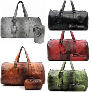Ostrich Print BRB Bag with Cosmetic Bag