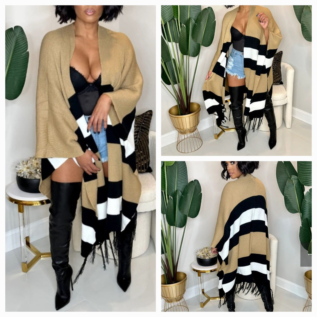 Stripe Me Down Poncho (One Size Fits All)